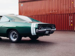 Превью обои dodge charger, dodge, автомобиль, зеленый, ретро