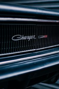 Превью обои dodge charger, передний бампер, логотип