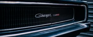 Превью обои dodge charger, передний бампер, логотип