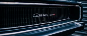 Превью обои dodge charger, передний бампер, логотип