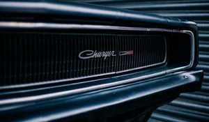 Превью обои dodge charger, передний бампер, логотип