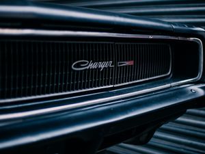 Превью обои dodge charger, передний бампер, логотип