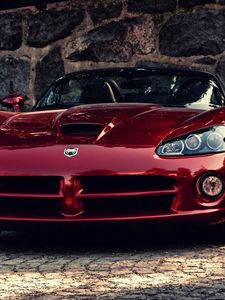 Превью обои dodge viper, авто, красный, додж вайпер