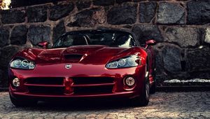 Превью обои dodge viper, авто, красный, додж вайпер