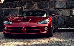 Превью обои dodge viper, авто, красный, додж вайпер