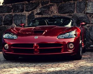 Превью обои dodge viper, авто, красный, додж вайпер