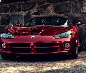 Превью обои dodge viper, авто, красный, додж вайпер