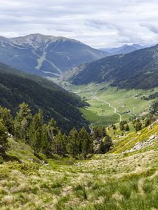 Превью обои долина, горы, холмы, пейзаж, природа