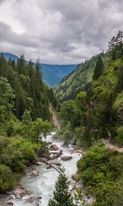 Превью обои долина, река, деревья, горы