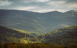 Превью обои долина, склон, деревья, горы