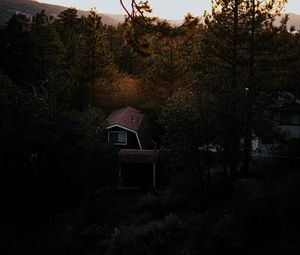 Превью обои дом, деревья, вид сверху, лес, природа