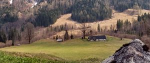 Превью обои дом, долина, камень, гора
