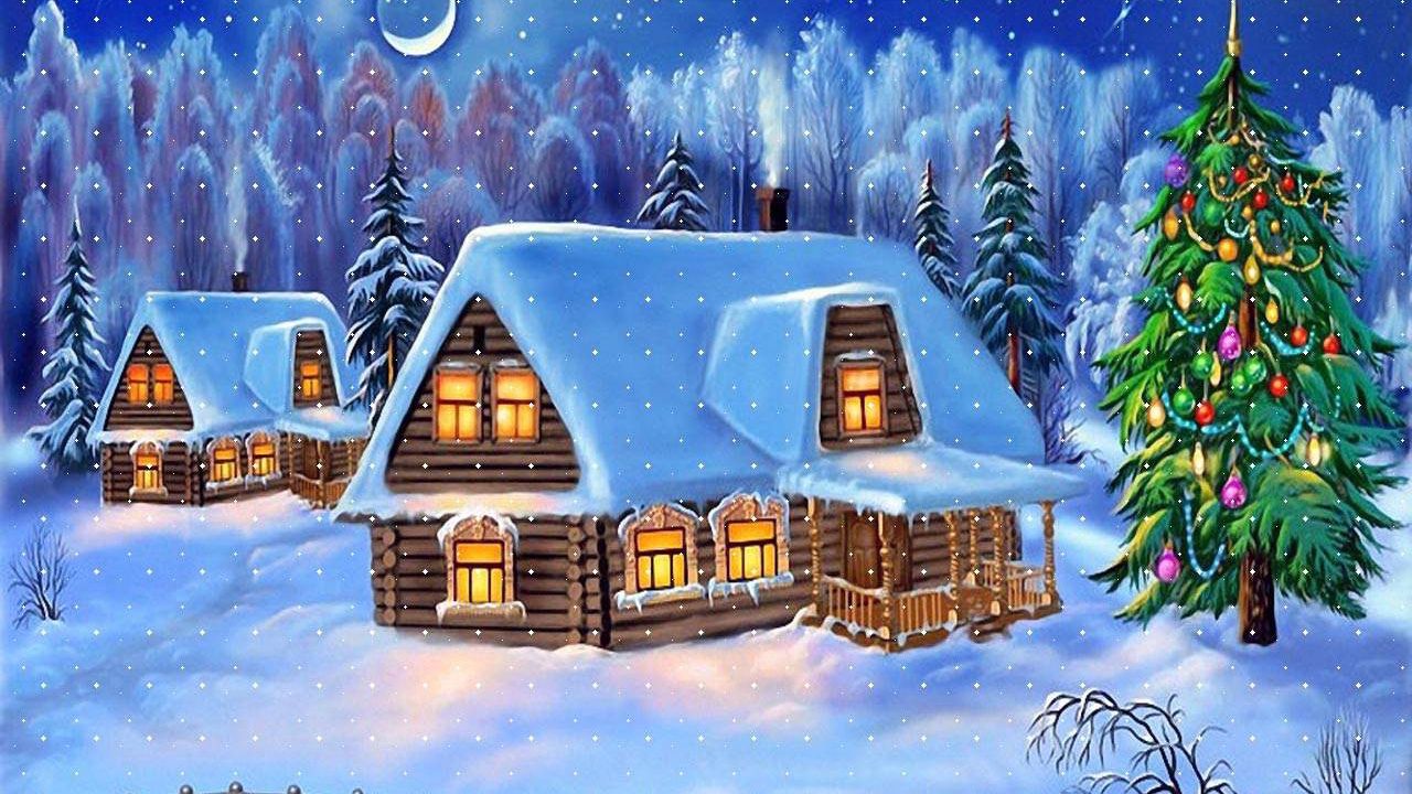 Обои дом, елка, снег, зима, новый год, мост, рождество, открытка