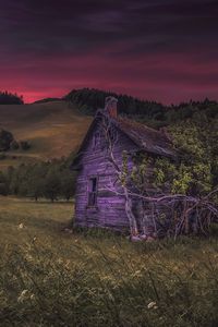 Превью обои дом, холмы, природа, сумерки