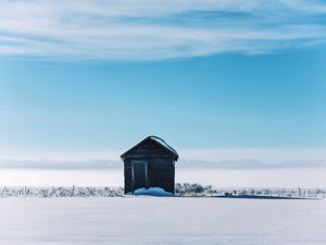 Превью обои дом, изба, снег, зима, пейзаж