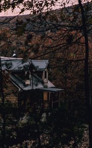 Превью обои дом, лес, деревья, природа, уют