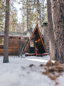 Превью обои дом, лес, снег, зима, уют