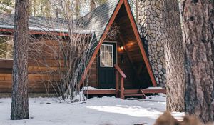 Превью обои дом, лес, снег, зима, уют