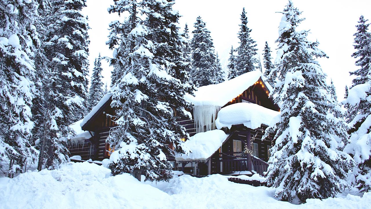 Обои дом, лес, зима, снег