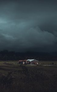 Превью обои дом, поле, деревья, облака