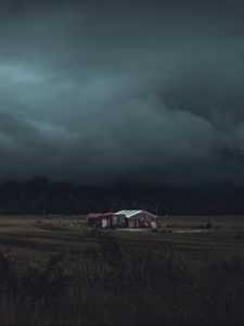 Превью обои дом, поле, деревья, облака