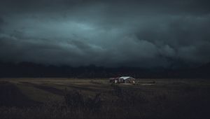 Превью обои дом, поле, деревья, облака