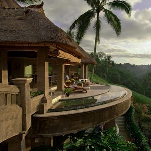 Превью обои дом, рай, красиво, пальмы, балкон, природа
