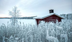 Превью обои дом, снег, зима, природа