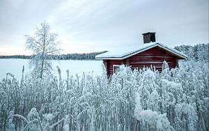 Превью обои дом, снег, зима, природа