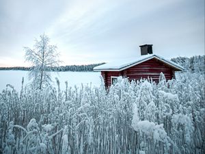 Превью обои дом, снег, зима, природа