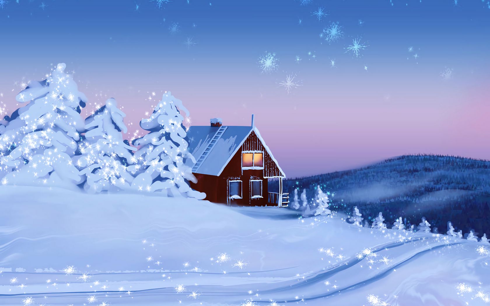 Зимний Рождественский пейзаж