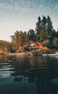 Превью обои дом, вода, лес, деревья
