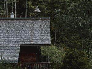 Превью обои дом, здание, лес, деревья, природа