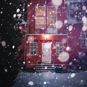 Превью обои дом, здание, снег, зима, снегопад