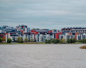 Превью обои дома, здания, архитектура, пруд, небо