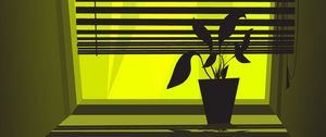 Превью обои домашнее растение, растение, окно, жалюзи, вектор