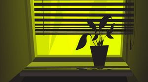 Превью обои домашнее растение, растение, окно, жалюзи, вектор