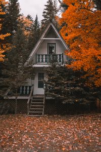 Превью обои домик, осень, деревья, уединение, уют