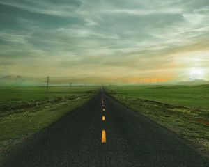 Превью обои дорога, даль, горизонт, разметка