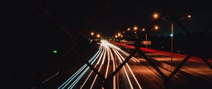 Превью обои дорога, длинная выдержка, неон, свечение, сетки