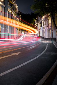 Превью обои дорога, длинная выдержка, свечение, улица