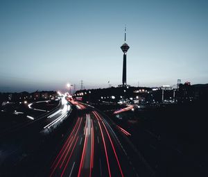 Превью обои дорога, город, ночь, огни, длинная выдержка