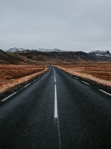 Превью обои дорога, горы, долина, пейзаж, природа