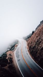 Превью обои дорога, горы, туман, природа