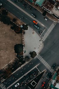 Превью обои дорога, машины, здания, вид сверху