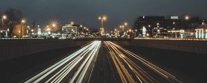Превью обои дорога, мост, город, свет