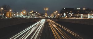 Превью обои дорога, мост, город, свет