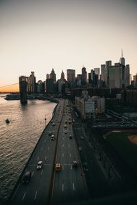 Превью обои дорога, мост, город, вечер