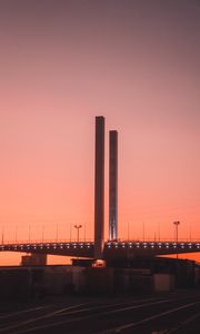 Превью обои дорога, мост, конструкция, сумерки
