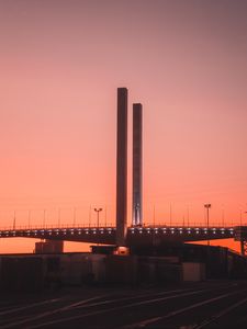Превью обои дорога, мост, конструкция, сумерки